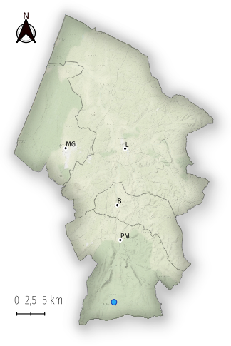 Mapa de distribuição de Muschampia proto na região